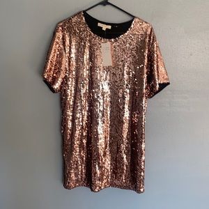 Sequin dress - rose gold - Short sleeve - hot & delicious